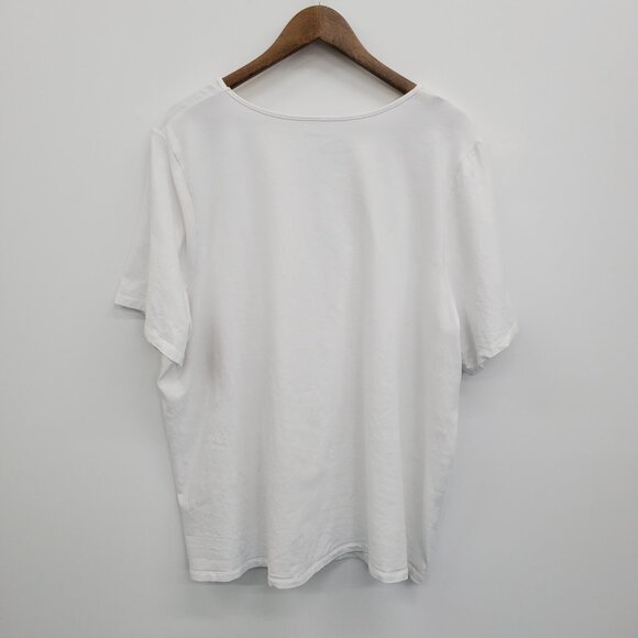 Catherines White Scoop Neck T-Shirt Womens Plus Size 2X Short Sleeve Casual - Picture 4 of 14